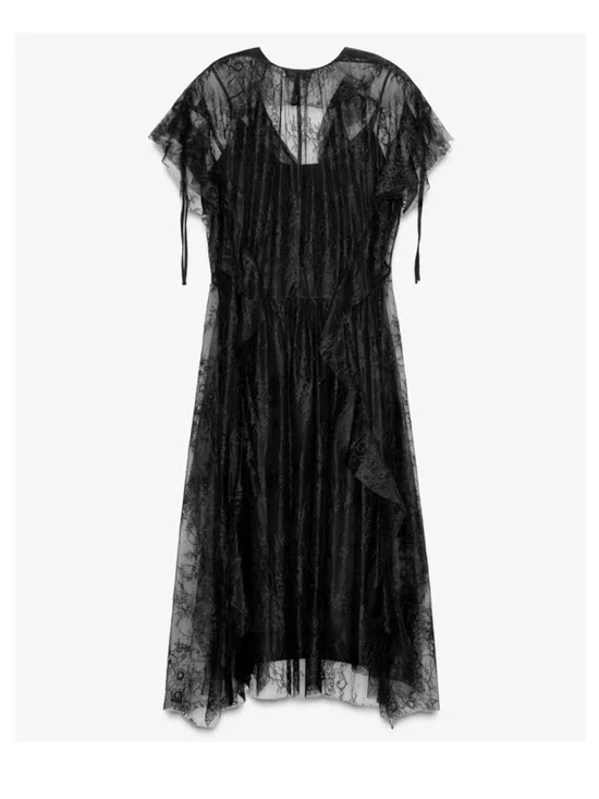 NWT Zara Woman Bloggers Fav LIMITED EDITION LACE MIDI DRESS Black Size M Medium - Picture 8 of 12